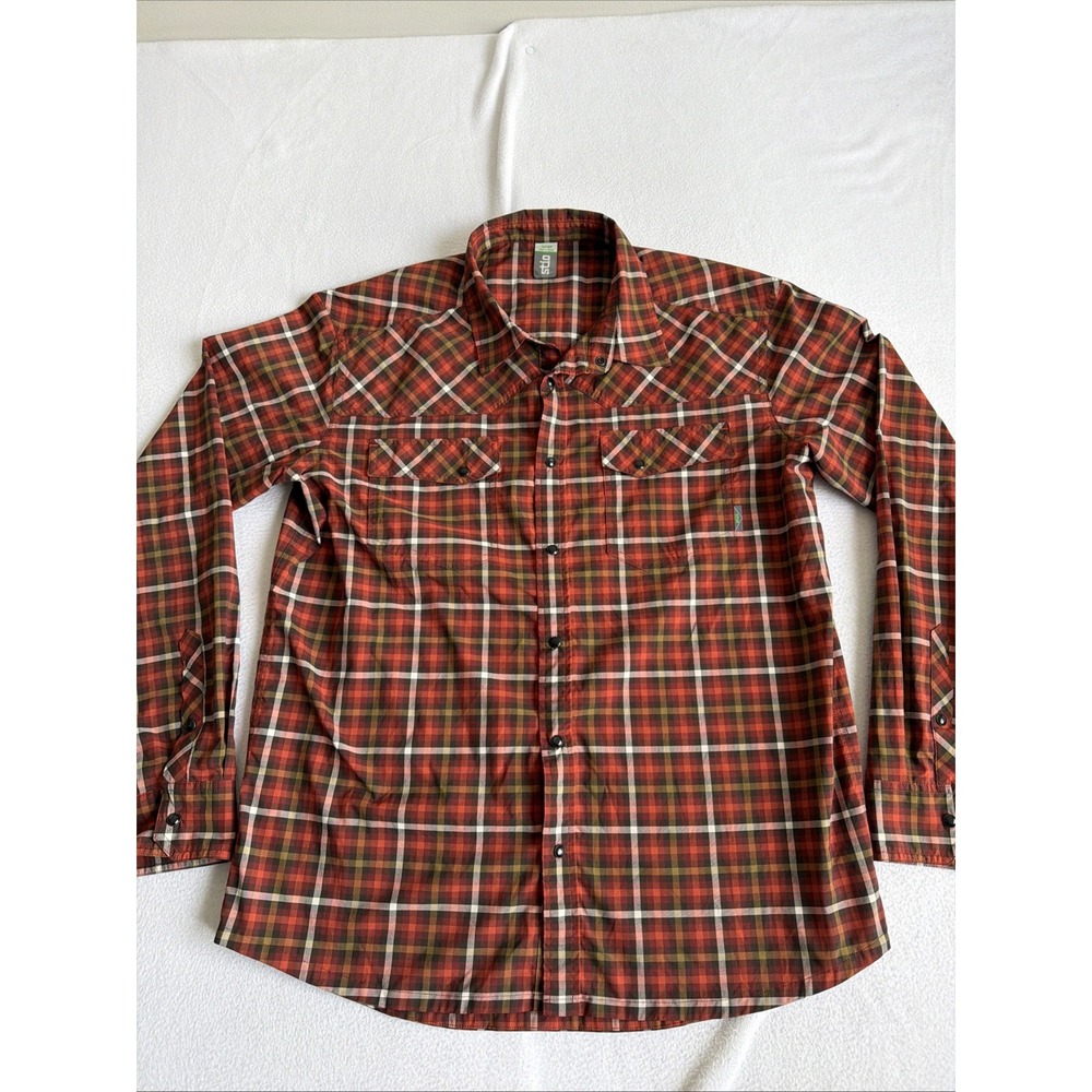 Stio Eddy Shirt Mens Large Red Plaid Pearl Snap Long Sleeve Tech Hiking 2209